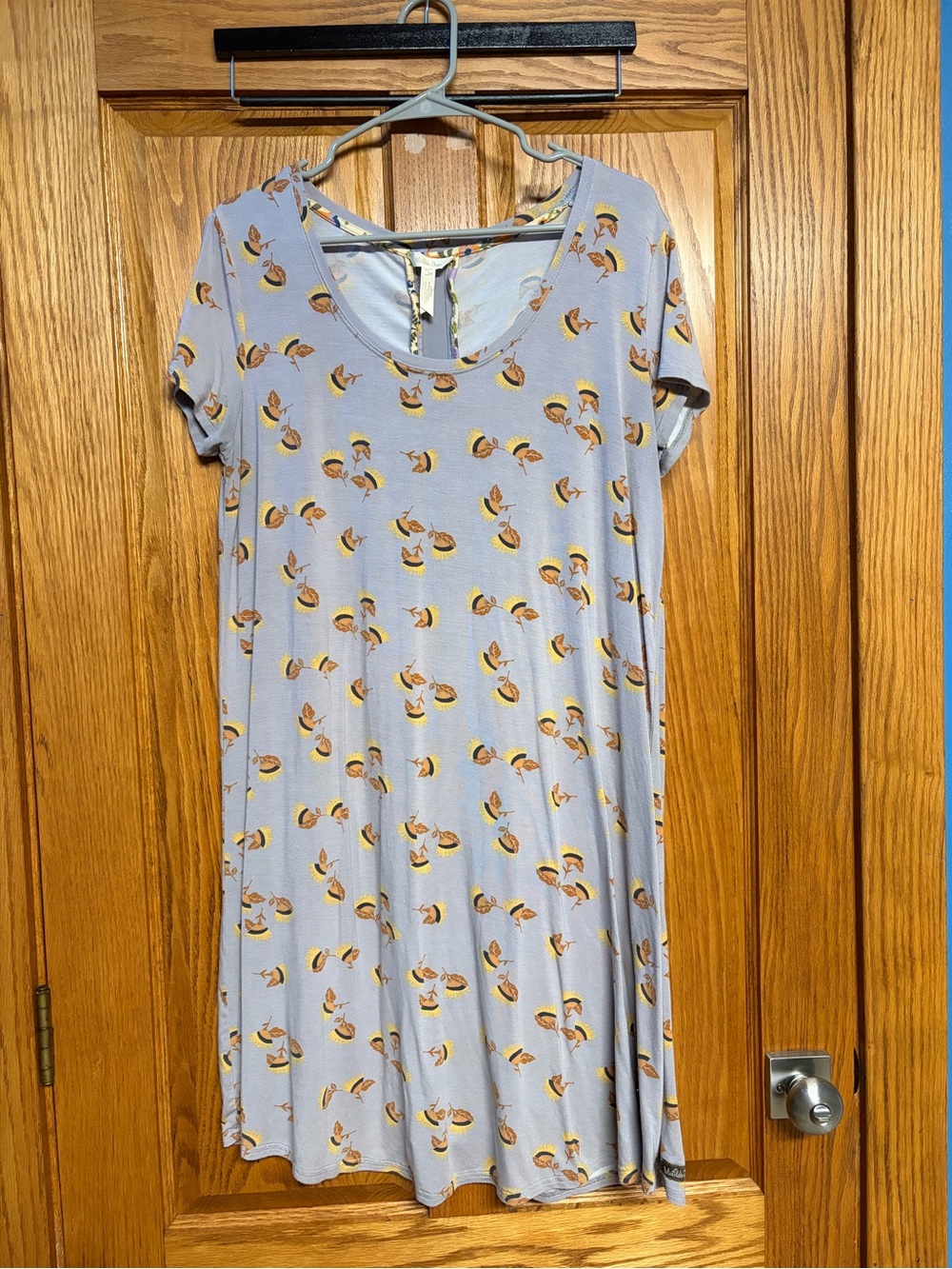 Matilda Jane Gray Short Sleeve Tshirt Dress with fall Print